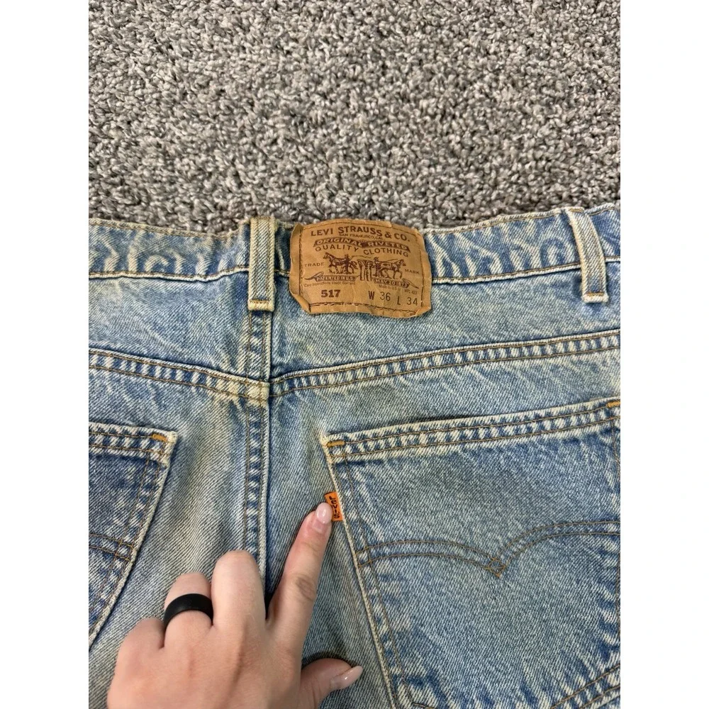 Vintage Levi's 517 Bootcut Orange Tab Jeans Men's Size 36X34 Blue